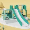Shop All|All 4 Kids Lucas Baby Slider and Swing Play Center with Bus - Green - cutbabycare.com | baby boutique & care hub