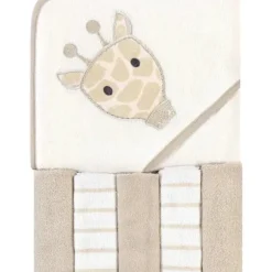 Shop All|Baby Vision - Hudson Baby Unisex Baby Hooded Towel and Five Washcloths, Modern Giraffe - cutbabycare.com | baby boutique & care hub