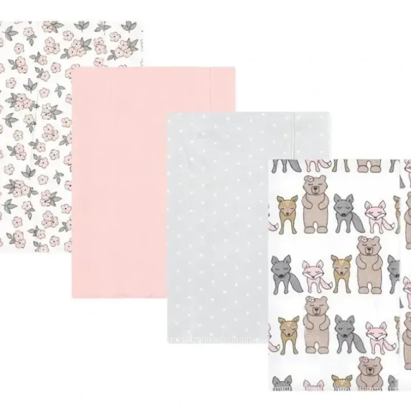 Shop All|Baby Vision - Hudson Baby Unisex Baby Cotton Flannel Burp Cloths 4-Pack, Wild Forest Pink, One Size - cutbabycare.com | baby boutique & care hub