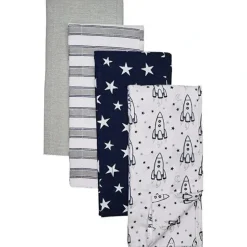 Shop All|Baby Vision - Hudson Baby Unisex Baby Cotton Flannel Burp Cloths, Rocket Ship - cutbabycare.com | baby boutique & care hub