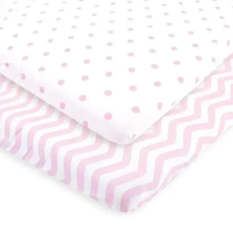Shop All|Baby Vision - Luvable Friends Unisex Baby Fitted Crib Sheet, Pink Chevron Dot - cutbabycare.com | baby boutique & care hub