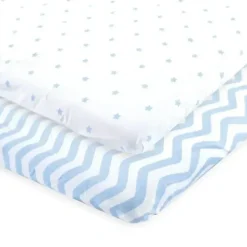 Shop All|Baby Vision - Luvable Friends Unisex Baby Fitted Crib Sheet, Blue Chevron Stars - cutbabycare.com | baby boutique & care hub
