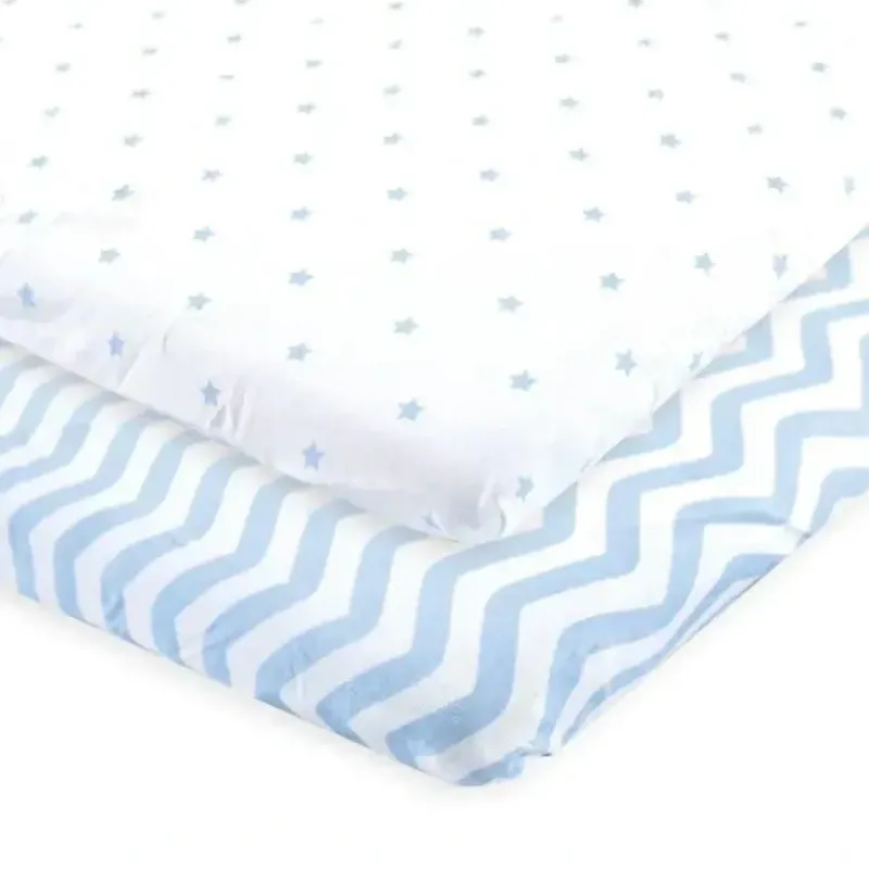 Shop All|Baby Vision - Luvable Friends Unisex Baby Fitted Crib Sheet, Blue Chevron Stars - cutbabycare.com | baby boutique & care hub