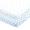 Shop All|Baby Vision - Luvable Friends Unisex Baby Fitted Playard Sheet, Blue Chevron Stars - cutbabycare.com | baby boutique & care hub