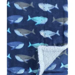 Stroller|Baby Vision - Luvable Friends Unisex Baby Plush Blanket with Sherpa Back, Whale - cutbabycare.com | baby boutique & care hub