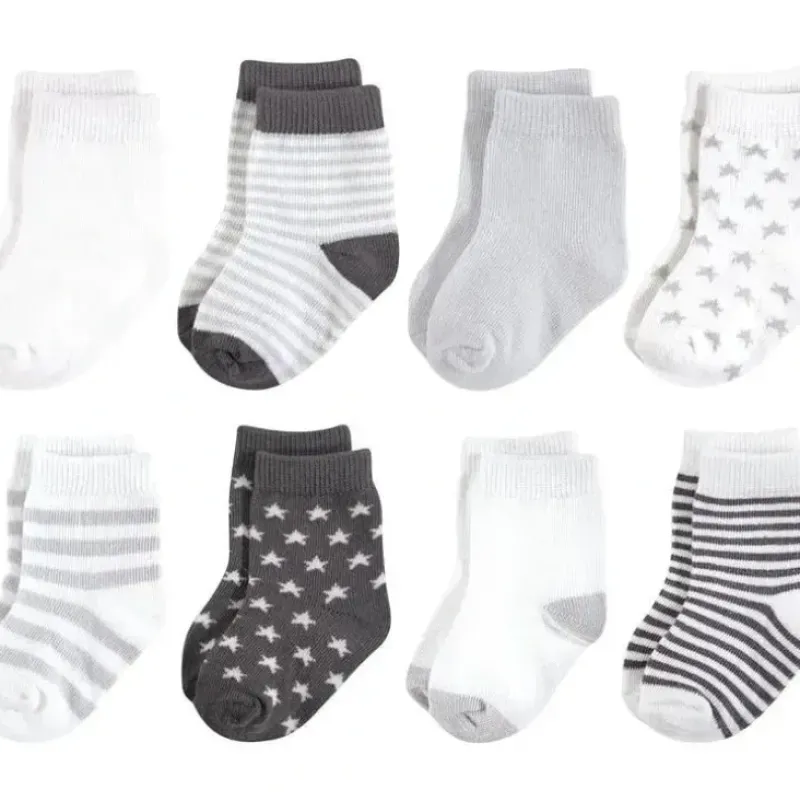 Shop All|Baby Vision - Touched by Nature Unisex Baby Organic Cotton Socks, Charcoal Stars, 6-12M, 8Pk - cutbabycare.com | baby boutique & care hub