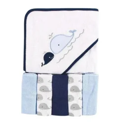 Bath Potty|Baby Vision Hooded Towel And 5 Washcloths, Whale - cutbabycare.com | baby boutique & care hub