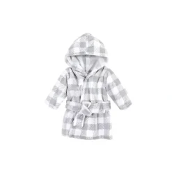 Bath Potty|Baby Vision Plush Bathrobes 0-9M, Gray Plaid - cutbabycare.com | baby boutique & care hub