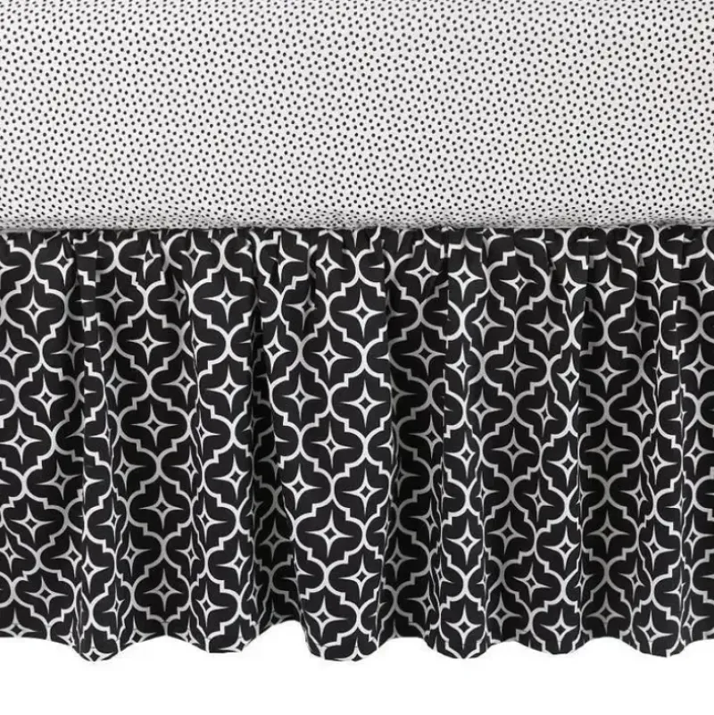 Shop All|Balboa Cotton Sateen Dust Ruffle, Black Lattice - cutbabycare.com | baby boutique & care hub