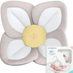Bath Potty|Blooming Bath - Lotus Plush Minky Baby Sink Bathtub Cushion, Grey - cutbabycare.com | baby boutique & care hub