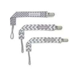 Shop All|Booginhead - 3-Pack Pacifier Clips - Grey Dots & Chevron - cutbabycare.com | baby boutique & care hub