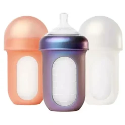 Shop All|Boon - Nursh Silicone Baby Bottles with Collapsible Silicone Pouch - 8 fl oz, 3pk, Metallic - cutbabycare.com | baby boutique & care hub