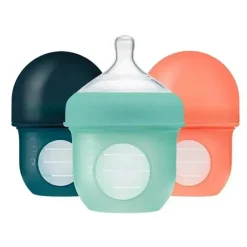 Shop All|Boon Nursh Silicone Bottle 4Oz 3Pk, Mint/Cantaloupe/Navy - cutbabycare.com | baby boutique & care hub