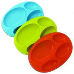 Shop All|Boon Platter Edgeless Nonskid Divided Plate 3Pk - Blue/Kiwi/Tangerine - cutbabycare.com | baby boutique & care hub
