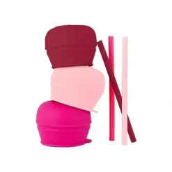 Shop All|Boon Snug Straw Universal Silicone Straw Lids Pink - cutbabycare.com | baby boutique & care hub
