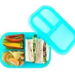 Health Safety|Bumkins - Bumkins Snack/Lunch Bento Box, 3 Compartment Container, Blue Jelly - cutbabycare.com | baby boutique & care hub