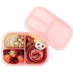 Health Safety|Bumkins - Bumkins Snack/Lunch Bento Box, 3 Compartment Container, Pink Jelly - cutbabycare.com | baby boutique & care hub