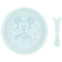 Health Safety|Bumkins - Disney Baby and Toddler Silicone Plate and Spoon Set, 6 Months Up, Mickey Mouse - cutbabycare.com | baby boutique & care hub