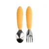 Shop All|Bumkins - Spoon + Fork baby utensils - Tangerine - cutbabycare.com | baby boutique & care hub