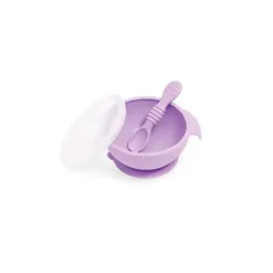 Shop All|Bumkins Silicone First Feeding Set with Lid & Spoon, Lavander - cutbabycare.com | baby boutique & care hub