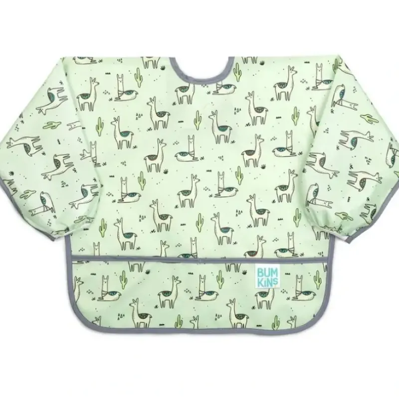 Shop All|Bumkins Waterproof Sleeved Bib - Llama - cutbabycare.com | baby boutique & care hub
