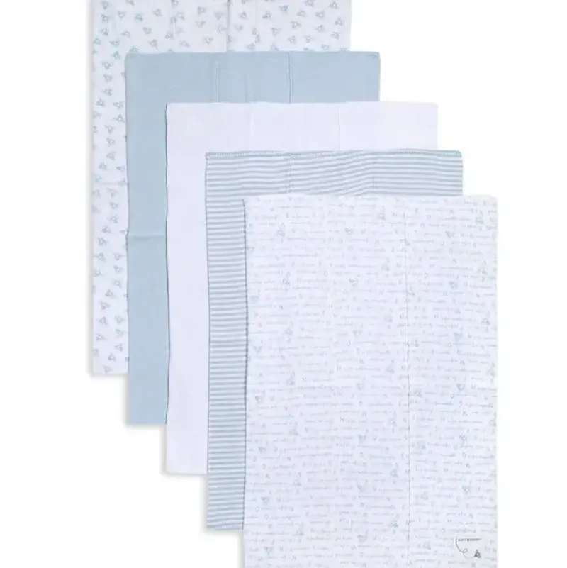 Shop All|Burt's Bees - 5 Pk Burp Cloth, Sky, One Size - cutbabycare.com | baby boutique & care hub
