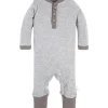 Shop All|Burts Bees - Baby Neutral Henley Coverall, Heather Grey, Preemie - cutbabycare.com | baby boutique & care hub