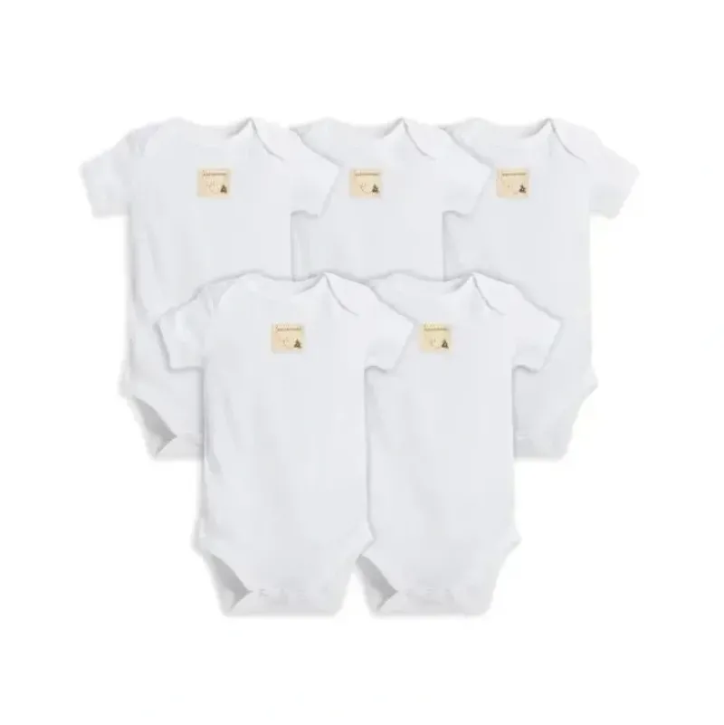 Shop All|Burt's Bees - Essential Bodysuit 5 Pack, Cloud - cutbabycare.com | baby boutique & care hub