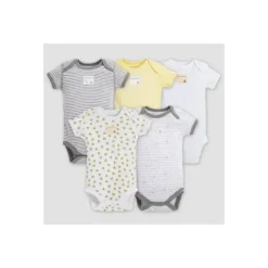 Shop All|Burt's Bees - 5Pk Baby Neutral Short Sleeve Bodysuits, Sunshine - cutbabycare.com | baby boutique & care hub