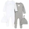 Shop All|Burts Bees - 2Pk Coveralls & Knot Top Hats, Heather Grey - cutbabycare.com | baby boutique & care hub