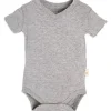 Shop All|Burts Bees - Short Sleeve Reverse Seam V Neck Bodysuit, Heather Grey - cutbabycare.com | baby boutique & care hub