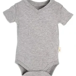 Shop All|Burts Bees - Short Sleeve Reverse Seam V Neck Bodysuit, Heather Grey - cutbabycare.com | baby boutique & care hub