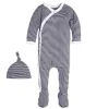 Shop All|Burt's Bees Kimono Footed Navy Striped Organic Baby Romper & Hat, Midnight - cutbabycare.com | baby boutique & care hub