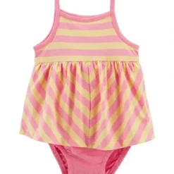 Shop All|Carters - Baby Girl Striped Sunsuit, Pink/Yellow - cutbabycare.com | baby boutique & care hub