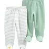 Shop All|Carter's - 2-Pack Baby Cotton Footed Pants- White/Green - cutbabycare.com | baby boutique & care hub