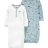 Shop All|Carter's - 2-Pack Baby Sleeper Gowns- Dino White/Blue - cutbabycare.com | baby boutique & care hub