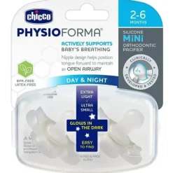 Shop All|Chicco PhysioForma Glow in the Dark Mini Orthodontic Pacifier - 2-6m 2pk - cutbabycare.com | baby boutique & care hub