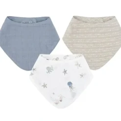 Shop All|Crane Bedding - Cove 3-Pc. Muslin Bib Set, Ocean Life - cutbabycare.com | baby boutique & care hub
