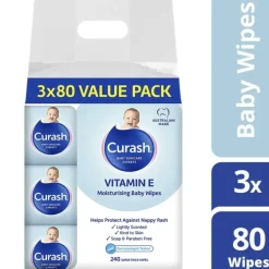 Shop All|Curash Babycare Vitamin E Baby Wipes 3 x 80 Pack - cutbabycare.com | baby boutique & care hub