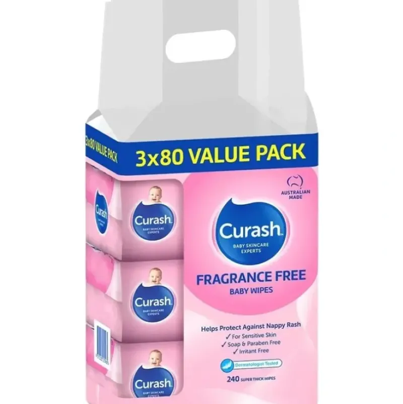 Shop All|Curash Fragrance Free Baby Wipes 3x80 Pack - cutbabycare.com | baby boutique & care hub