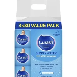 Shop All|Curash Simply Water Baby Wipes 3x80 Pack - cutbabycare.com | baby boutique & care hub