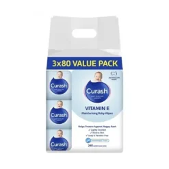 Shop All|Curash Vitamin E Baby Wipes 3x80 Pack - cutbabycare.com | baby boutique & care hub