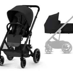 Stroller|Cybex - Balios S Lux Full Size Stroller + Cot S Bassinet Bundle, All Black - cutbabycare.com | baby boutique & care hub