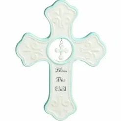 Shop All|Demdaco - Bless This Child Hanging Cross, Blue - cutbabycare.com | baby boutique & care hub