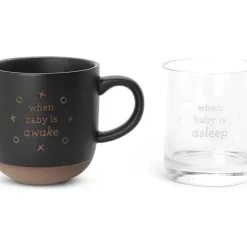 Shop All|Demdaco - Mug & Whiskey Glass Set, When Baby Wakes/Sleeps - cutbabycare.com | baby boutique & care hub