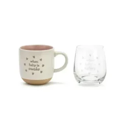 Shop All|Demdaco - Mug And Wine Glass Set, When Baby Wakes/Sleeps - cutbabycare.com | baby boutique & care hub