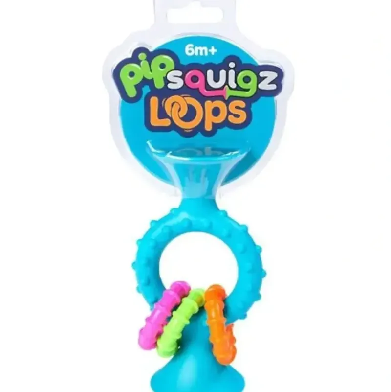 Shop All|Fat Brain Toy Co PipSquigz Loops Teething Ring Toy Teal Kids/Baby/Toddler 6m+ - cutbabycare.com | baby boutique & care hub