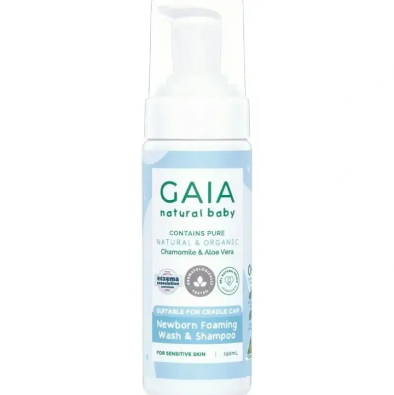 Shop All|Gaia 150ml Natural Baby New Born Foaming Shampoo & Wash 0m+ Soap Free/Organic - cutbabycare.com | baby boutique & care hub