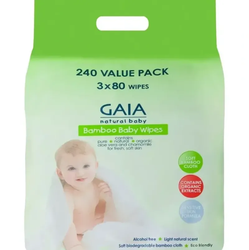 Shop All|Gaia 240PK Natural/Organic Bamboo Baby/Infant Wipes Lightly Scent/Alcohol-Free - cutbabycare.com | baby boutique & care hub