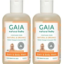 Bath Potty|Gaia 2x250ml Pure/Organic Bath & Body Wash for Baby/Kids/Toddlers Vegan Friendly - cutbabycare.com | baby boutique & care hub